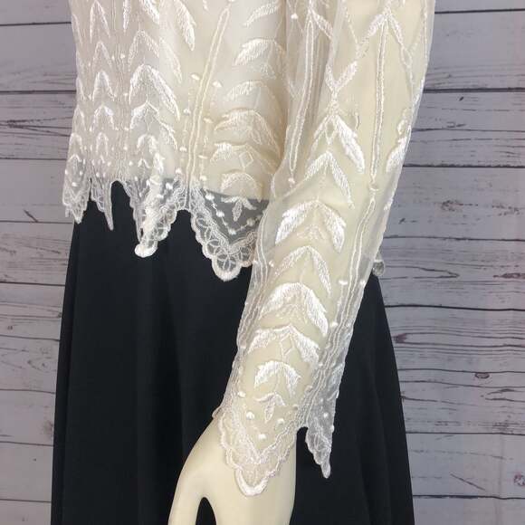 Vintage Cachet By Bari Protas dress with Embroidered lace black cream size 9-10 - Picture 9 of 12